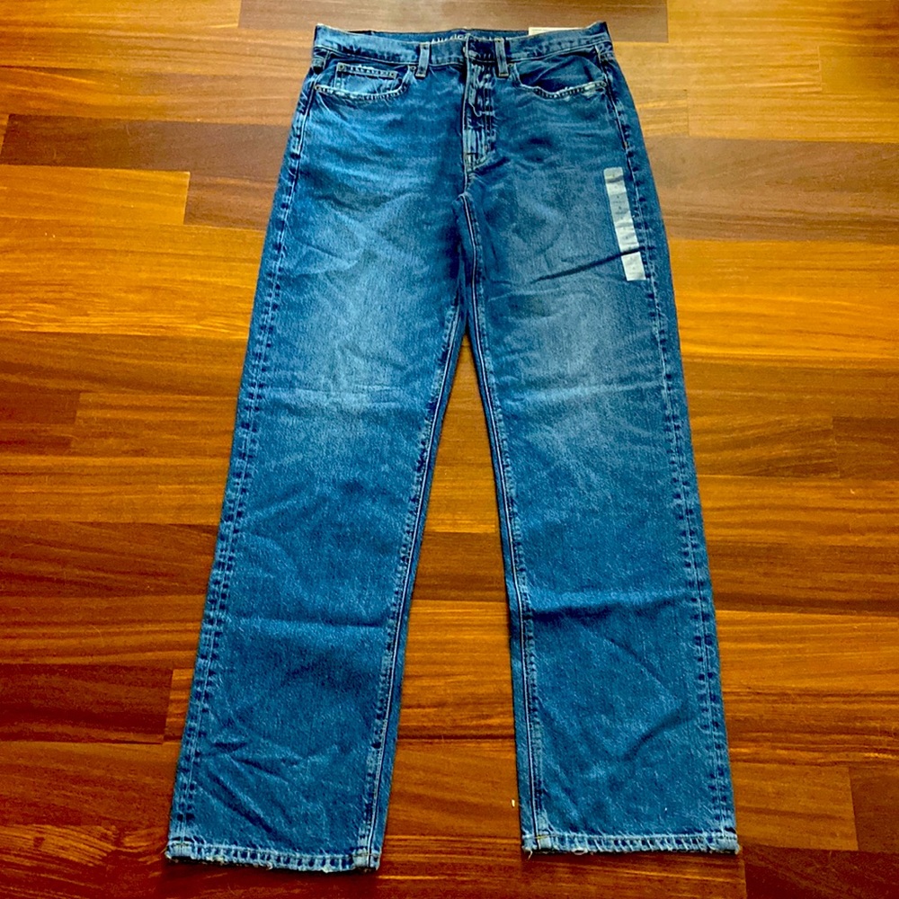 American eagle comfort stretch waistband lowrise baggy blue street size 6 28w